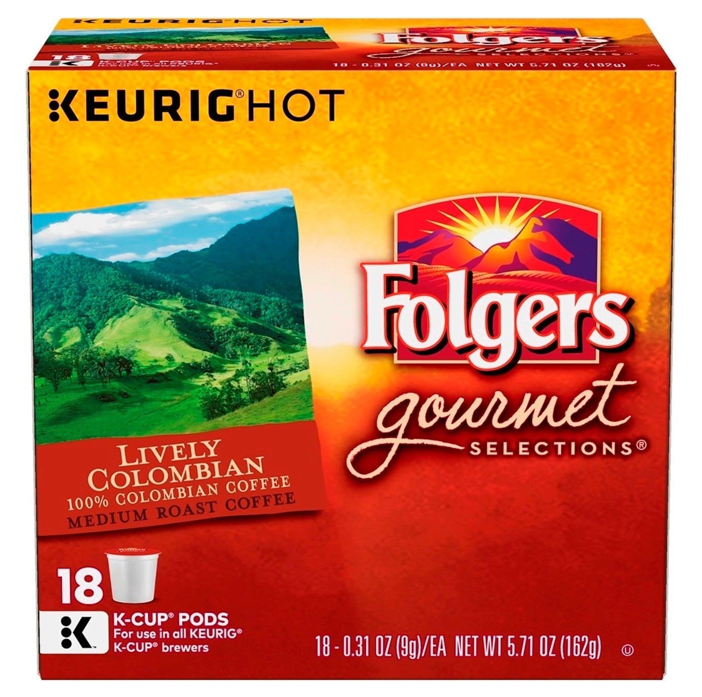 Folgers 100% Colombian Coffee 18 to 144 Keurig K cups Pick Any Quantity - $21.89 - $104.88