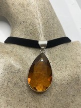 Vintage Ambre Volcanique Verre Ras Du Cou Collier - £50.42 GBP