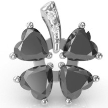 4 Leaf Clover Shamrock Black Onyx Diamond Pendant In 14k White Gold - £361.96 GBP