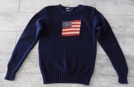 Polo Ralph Lauren Flag Sweater Patriotic 100% Cotton L/S Dark Blue Unise... - £109.83 GBP