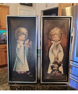 1960s Pair Vernet Child PLASTIC Framed Prints Mid Century Wall Art Vinta... - $49.95