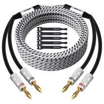 14 Awg Speaker Cable Wire 10 Feet With Gold-Plated Banana Tip Plugs-Cl2 Rated-In - £21.86 GBP