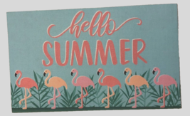 Pink Flamingo Hello Summer Indoor Front Blue Patio Rubber Door Mat 25&quot; x... - £8.29 GBP