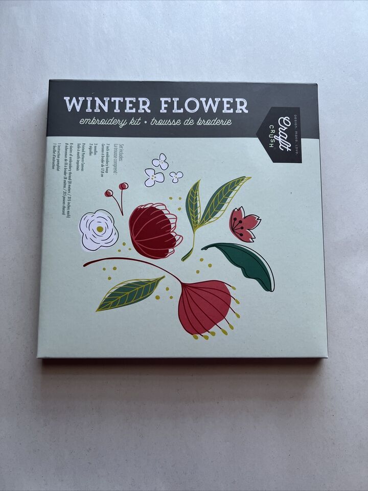 Craft Crush ~ Winter Flower Embroidery Kit  ~ New Sealed Fab Fit Fun  13... - $3.79