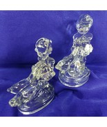 Girl and Goose Glass Bookends Vintage - $140.58