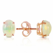 0.9 Carat 14K Solid Rose Gold Elegant Stud Earrings w/ Natural Opals Gemstone - $235.30