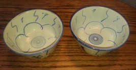 Set of 2 Oriental Rice Bowls 4.75 Inch Blue Designs Noodles Pho - £12.74 GBP