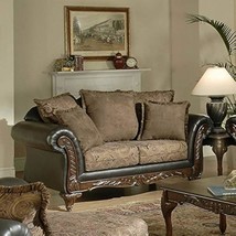 Roundhill Furniture San Marino 2-Tone Fabric Loveseat Love Seats, Chocolate - $1,723.99