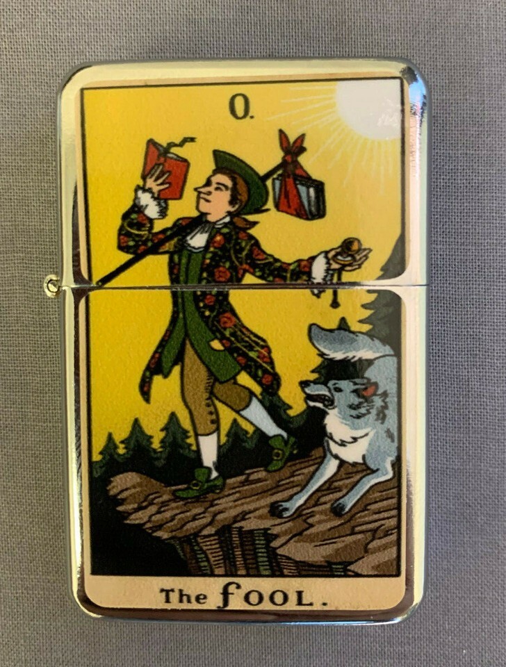 Tarot Card 0 The Fool D1 Flip Top Oil Lighter Windproof - $14.80