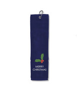 Surprizeshop Merry Christmas Embroidered Terry Cotton Tri Fold Golf Towe... - $329.27 MXN