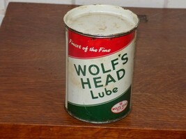 Vintage Wolf’s Head Lube Empty One Pound Can - $34.65