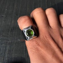 Green Lantern Signet Ring Handmade 925 Silver Signet Jewelry Christmas Gift Mens - £58.75 GBP