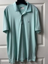 IZOD Golf Polo Shirt Mens Size Large Knit Striped Golfing Green White - £11.75 GBP