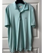 IZOD Golf Polo Shirt Mens Size Large Knit Striped Golfing Green White - £11.51 GBP