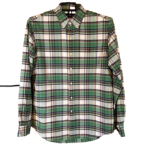 Ralph Lauren Men’s Medium Heavier Cotton Button Up Shirt Green Paid - AC - $17.47