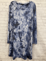 Tiana B Womens Large Tie Dye Long Sleeve Mini Shift Dress Blue White Str... - £16.55 GBP