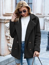 Boto Duplo Simples onal Agasalhos Winter Warm Female Plush Overcoat Pocket Casua - £91.37 GBP