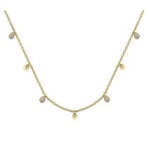 0.15CT Real Diamond Pear Shape 7-Station Necklace 14K Yellow Gold Plated Silver - £105.63 GBP