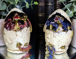 Colorful Red Blue Fantasy Egg Hatchling Baby Dragon Wyrmling Figurines S... - $23.99