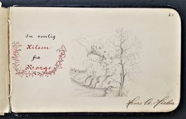 1883 Antique Autograph Album Lancaster Pa Folk Art Sketches Fraktur Irene Parvin - £97.74 GBP