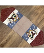 Quilted Appliqued Snowman Holiday Winter Reversible Table Runner 12&quot; x 3... - $13.05