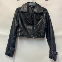 Windsor Womens S Black Faux Leather Cropped Motorcycle Jacket NWT BF14 - $550.22 MXN