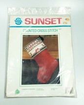 Sunset Counted Cross Stitch Stocking Kit Merry Country Christmas Reindeer 2907 - $19.27