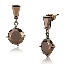 3W1133 - IP Coffee light Brass Earrings with AAA Grade CZ  in Light Coffee - $703.72 MXN