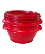 Tupperware 10 oz. Servalier Red Bowls Red Lids Set of 2 Small Bowls NEW - €13,60 EUR