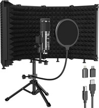 Studio Recording Microphone Isolation Shield With Pop Filter And Metal T... - £44.86 GBP