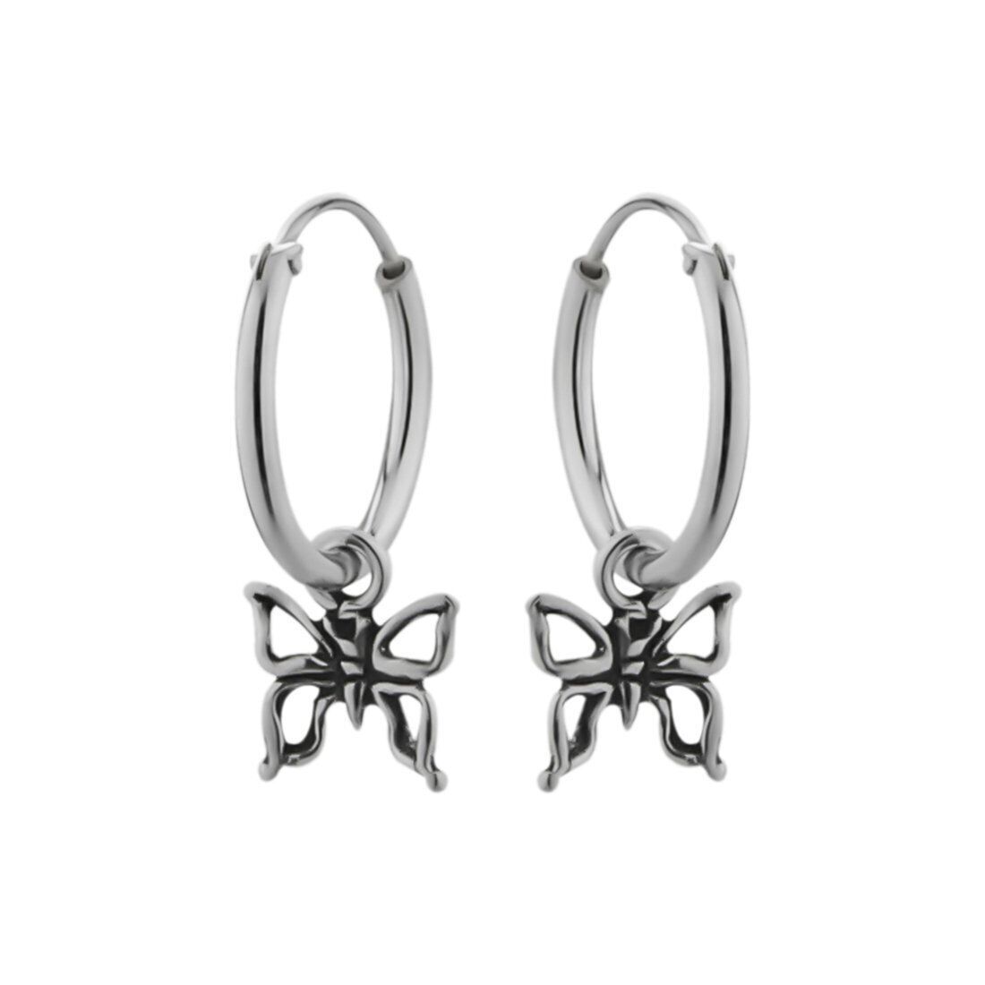 Primary image for Butterfly Pendant 925 Silver Hoop Earrings