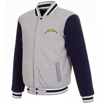 NFL Los Angeles Chargers  Reversible Full Snap Fleece Jacket JHD 2 Front Logos - £95.69 GBP