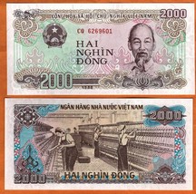 VIETNAM / VIET NAM 1988 UNC 2000 Dong Banknote P-107a Ho Chi Minh, Spinn... - $1.00