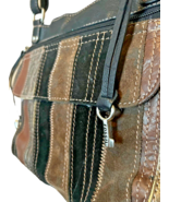 VTG Fossil Hobo Patchwork Leather &amp; Suede brown multi-tone tooled crossb... - $878.80 MXN