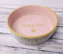 Ceramic Stoneware Cat Dish Bowl HAPPY CAT By Spectrum Designz 5” Pink - £14.25 GBP