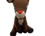 Rudolph The Red Nosed Reindeer Plush  Sitting Sewn in Eyes - $7.82