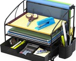 Black Simplehouseware Desk Organizer 3 Tray Accessory With, And Pen Holder. - $36.98