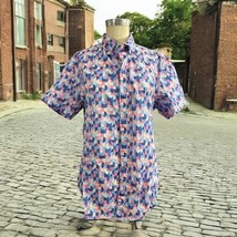 BONOBOS 100% Cotton Geometric Pattern Short Sleeve Shirt Size M - $19.79
