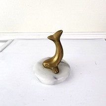 Vintage Marble and Brass Whale Paperweight Marble Base - $18.81