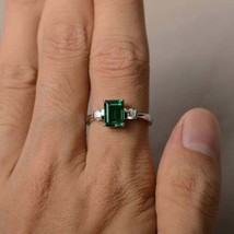 925 Sterling Silver Natural Certified 5,25 Ct Emerald Solitaire Ring For Her - £38.95 GBP+