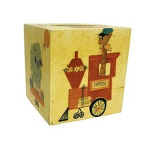 Vintage Tissue Box Cover Teddy Bears Train Giraffe Marys Lamb 5.25&quot; x 5.25&quot; - £20.92 GBP