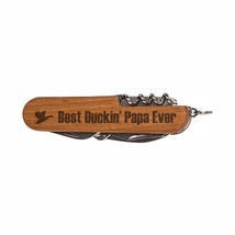 Funny Grandpa Gifts Best Duckin Papa Ever Wooden 8-Function Multi-Tool Pocket Kn - £11.85 GBP
