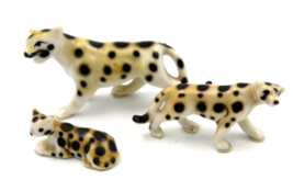 VTG Bone China Miniature Leopard Family of 3 Figurines - Japan 1960s - £13.56 GBP