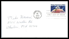 1978 US FDC Cover - Viking Mission To Mars Stamp, Hampton, Virginia H3 - $2.96