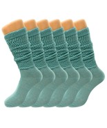6 Pairs Pack Extra Long Slouch Scrunch Knee High Sock with Thin Sole Siz... - £14.82 GBP