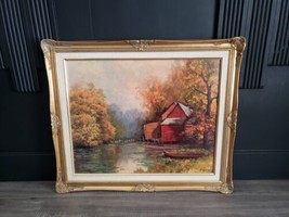 Robert Wood THE OLD MILL Cabin Landscape Painting on Board Signed 20.5 x 24 - £147.96 GBP