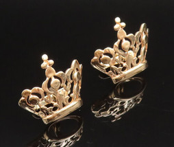 14K GOLD - Vintage Minimalist Openwork Royal Crown Cuff Links - GOT070 - £1,128.94 GBP