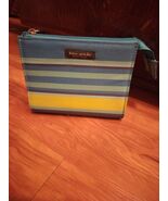 Kate Spade New York Canvas Cosmetic Clutch Pouch Teal Lime Green Blue Tu... - $14.97