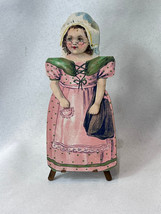 Antq 1800&#39;s Worcester Salt Co. Victorian Pink Dress Paper Doll Girl Trad... - $29.65