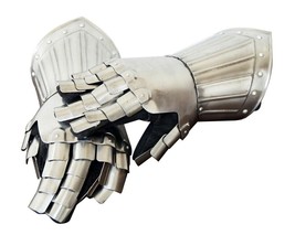 Medieval Gauntlet Gloves Pair Brass Knight Crusader Armor Steel Gloves new item - £90.71 GBP